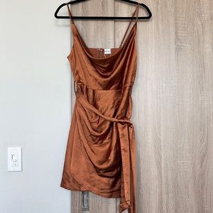 Hello Molly Copper Cowl neck Mini Dress